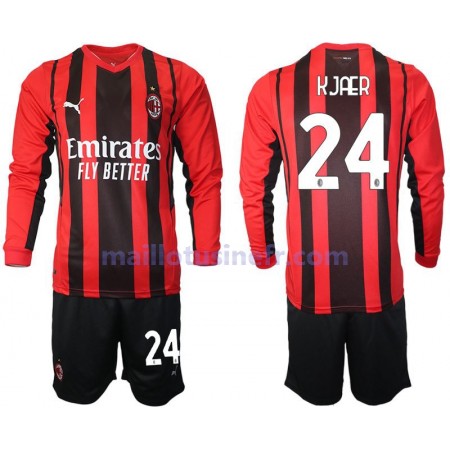 Maillot de Foot AC Milan Simon Kjaer 24 Domicile 2021-22 Manches Longues - Enfant